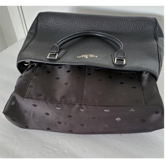 Kate Spade Leighton Black Pebbled Leather Satchel Bag Purse Handbag Old Money - Picture 13 of 13